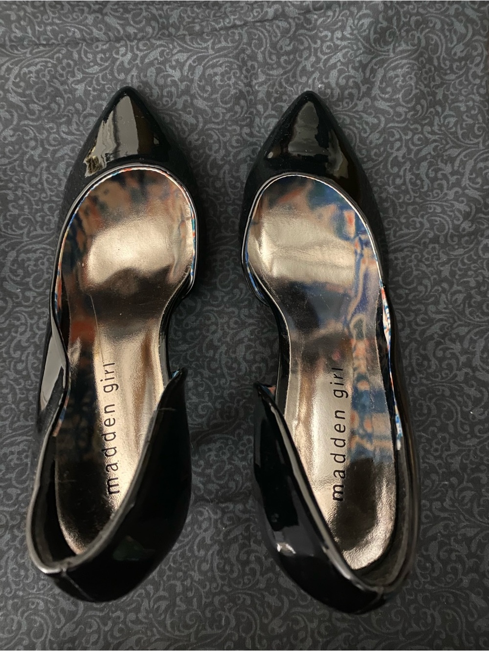 Madden Girl Black Patent Pointed Toe D'Orsay Heels